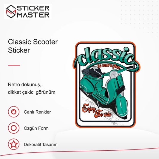 Vespa Uyumlu Classic Scooter Sticker VSP40 retro tasarım ve kullanım özellikleri - Sticker Master