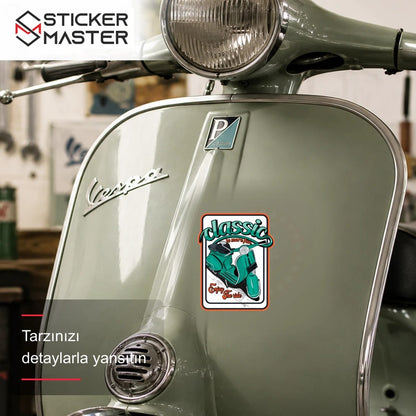 Vespa Uyumlu Classic Scooter Sticker VSP40 scooter üzerinde uygulama örneği - Sticker Master