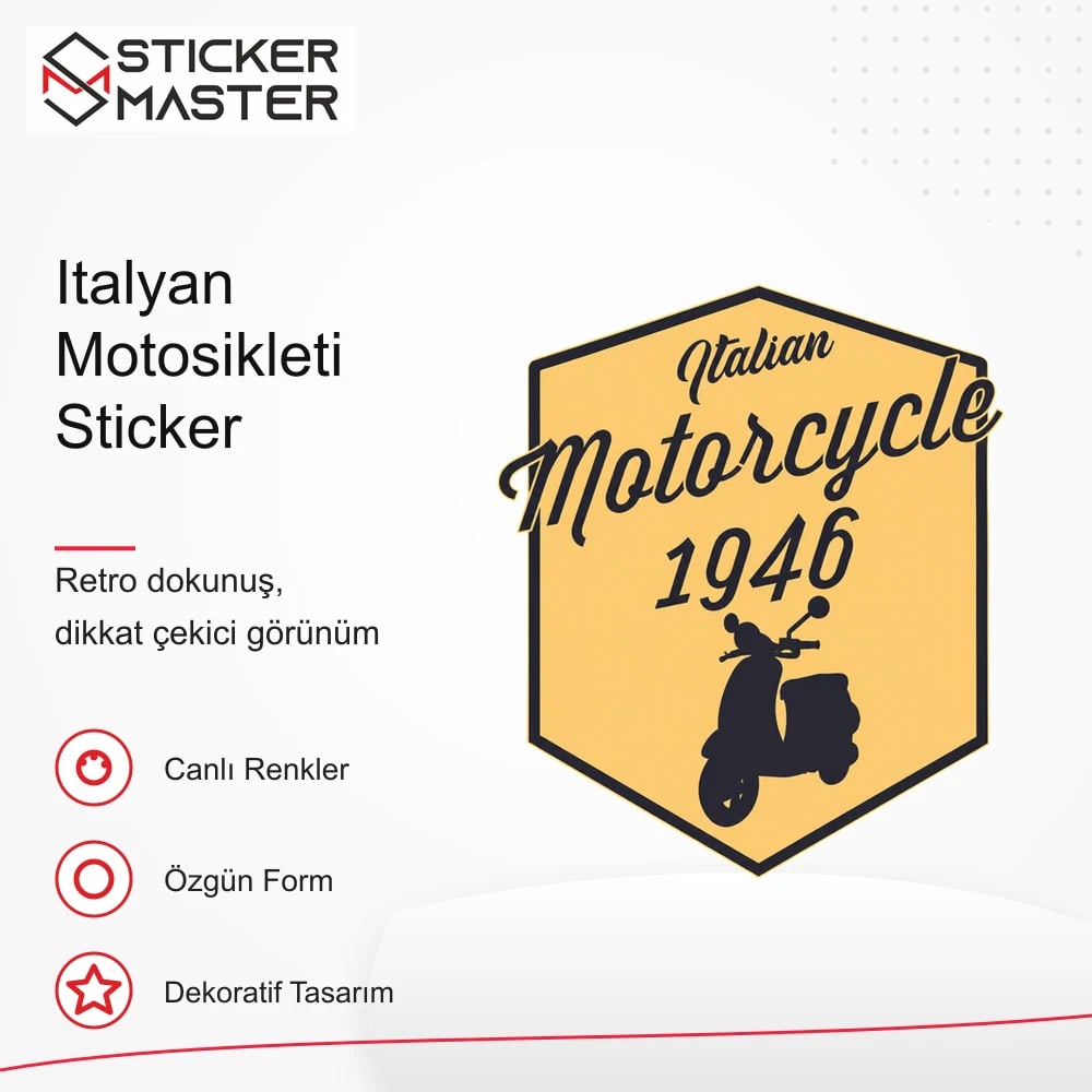 Vespa Uyumlu Italyan Motosikleti Sticker VSP41 retro tasarım ve kullanım özellikleri - Sticker Master