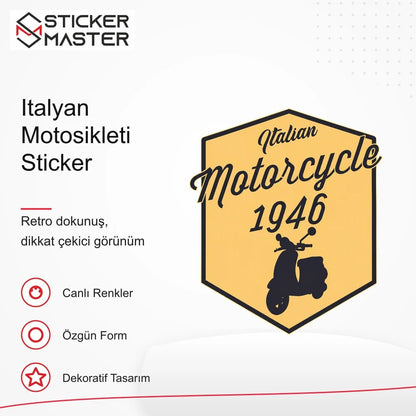 Vespa Uyumlu Italyan Motosikleti Sticker VSP41 retro tasarım ve kullanım özellikleri - Sticker Master