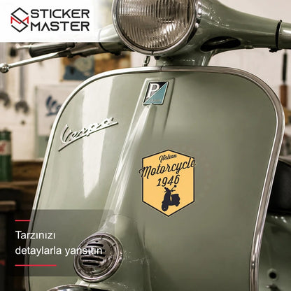 Vespa Uyumlu Italyan Motosikleti Sticker VSP41 scooter üzerinde uygulama örneği - Sticker Master