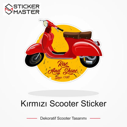 Vespa Uyumlu Kırmızı Scooter Sticker VSP42 ana ürün görseli - Sticker Master