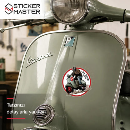 Vespa Uyumlu Old School Riders Sticker VSP43 scooter üzerinde uygulama örneği - Sticker Master