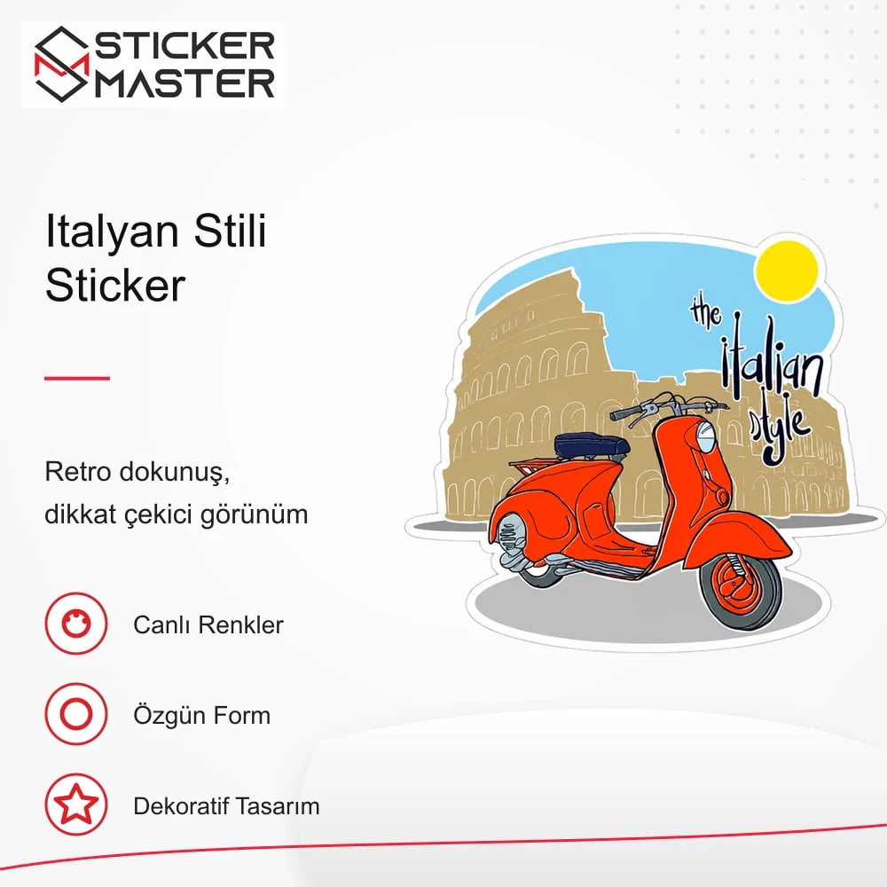 Vespa Uyumlu Italyan Stili Sticker VSP44 retro tasarım ve kullanım özellikleri - Sticker Master
