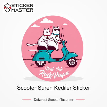 Vespa Uyumlu Scooter Suren Kediler Sticker VSP47 ana ürün görseli - Sticker Master