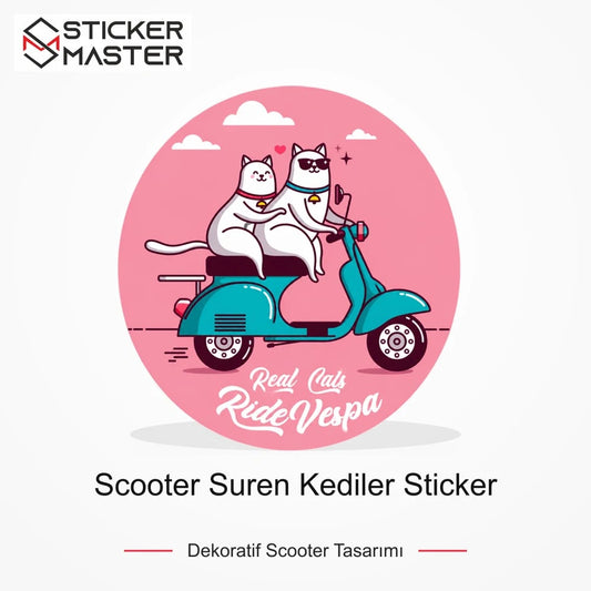 Vespa Uyumlu Scooter Suren Kediler Sticker VSP47 ana ürün görseli - Sticker Master