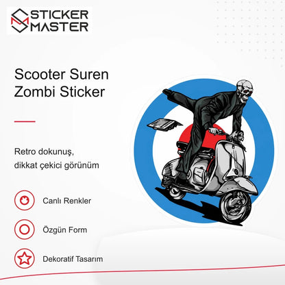 Vespa Uyumlu Scooter Suren Zombi Sticker VSP48 retro tasarım ve kullanım özellikleri - Sticker Master