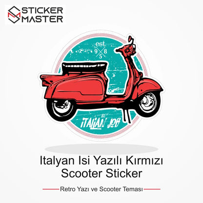 Vespa Uyumlu Italyan Isi Yazılı Kırmızı Scooter Sticker VSP49 ana ürün görseli - Sticker Master