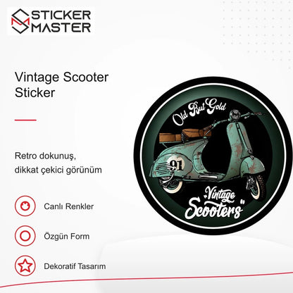 Vespa Uyumlu Vintage Scooter Sticker VSP50 retro tasarım ve kullanım özellikleri - Sticker Master