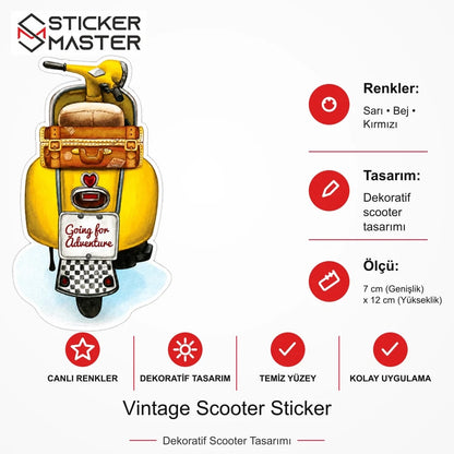 Vespa Uyumlu Vintage Scooter Sticker VSP53 ölçü, renk ve ürün bilgisi - 7 cm (Genişlik) x 12 cm (Yükseklik) - Sticker Master