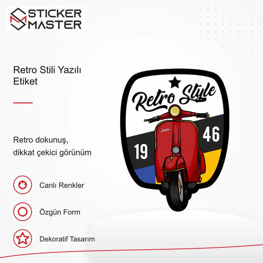 Vespa Uyumlu Retro Stili Yazılı Etiket Sticker VSP54 retro tasarım ve kullanım özellikleri - Sticker Master