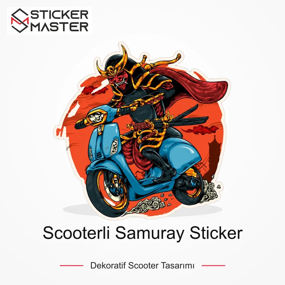 Vespa Uyumlu Scooterli Samuray Sticker VSP55 ana ürün görseli - Sticker Master