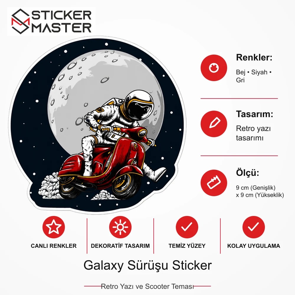 Vespa Uyumlu Galaxy Sürüşu Sticker VSP56 ölçü, renk ve ürün bilgisi - 9 cm (Genişlik) x 9 cm (Yükseklik) - Sticker Master