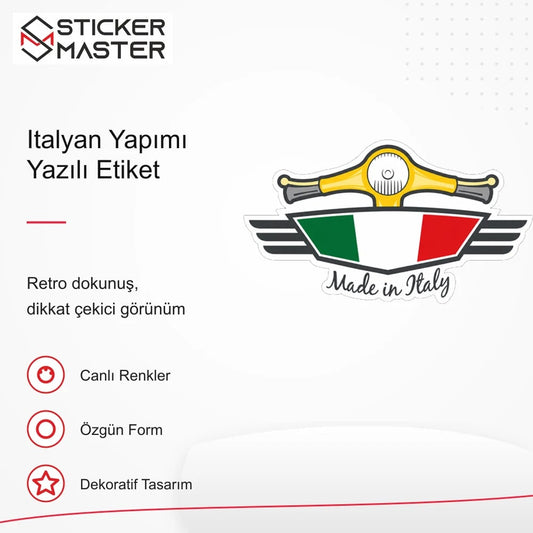 Vespa Uyumlu Italyan Yapımı Yazılı Etiket Sticker VSP57 retro tasarım ve kullanım özellikleri - Sticker Master