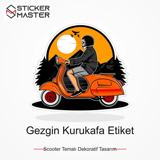 Vespa Uyumlu Gezgin Kurukafa Etiket Sticker VSP59 ana ürün görseli - Sticker Master