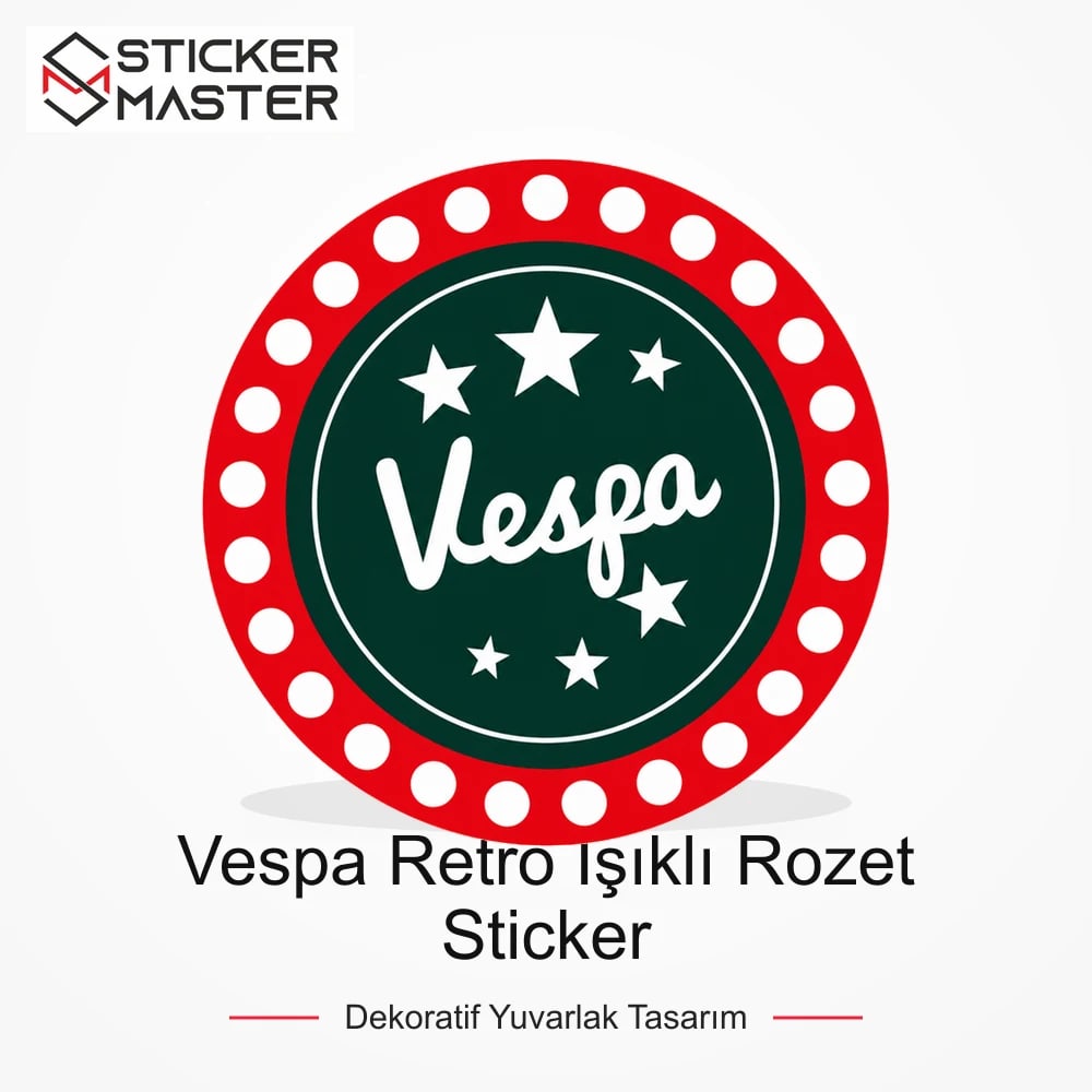 Vespa Uyumlu Retro Işıklı Tabela Sticker VSP8 ana ürün görseli - Sticker Master