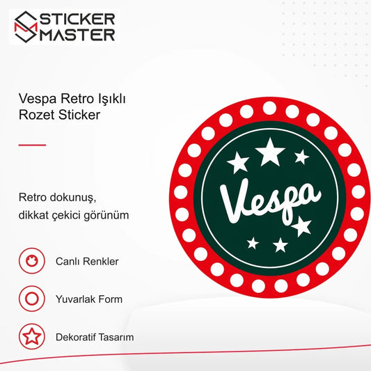 Vespa Uyumlu Retro Işıklı Tabela Sticker VSP8 retro tasarım ve kullanım özellikleri - Sticker Master