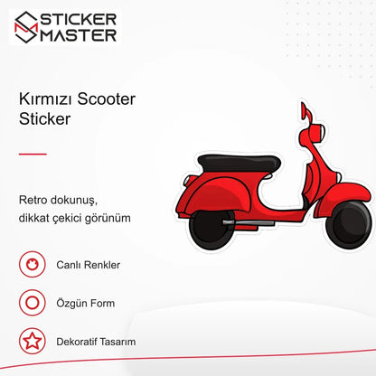 Vespa Uyumlu Kırmızı Scooter Sticker VSP9 retro tasarım ve kullanım özellikleri - Sticker Master