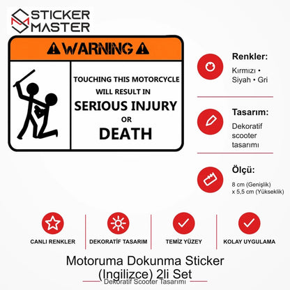 Vespa Uyumlu WRN1 Motoruma Dokunma Sticker (Ingilizce) 2li Set VSP587 ölçü, renk ve ürün bilgisi - 8 cm (Genişlik) x 5,5 cm (Yükseklik) - Sticker Master