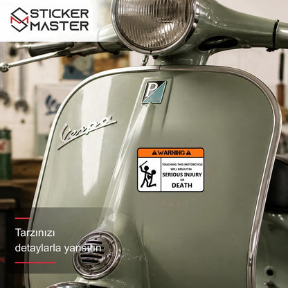 Vespa Uyumlu WRN1 Motoruma Dokunma Sticker (Ingilizce) 2li Set VSP587 scooter üzerinde uygulama örneği - Sticker Master