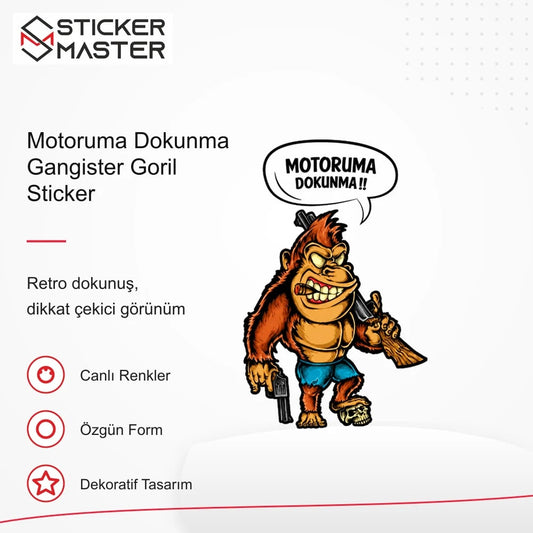 Vespa Uyumlu WRN31 Motoruma Dokunma Gangister Goril Sticker VSP1147 retro tasarım ve kullanım özellikleri - Sticker Master