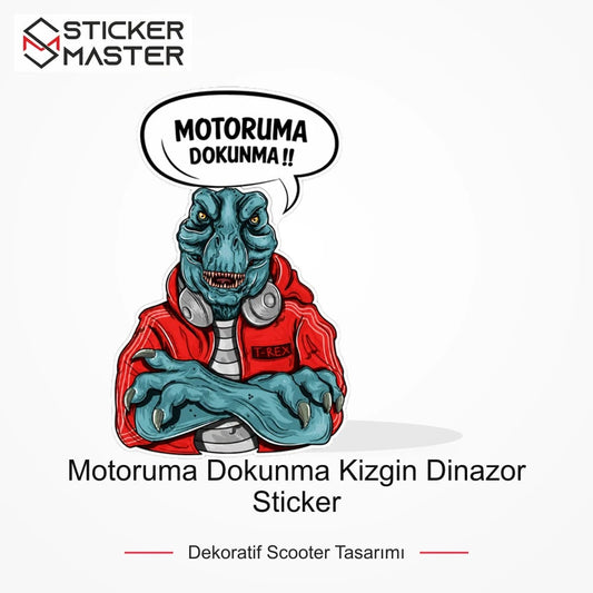Vespa Uyumlu WRN32 Motoruma Dokunma Kizgin Dinazor Sticker VSP1148 ana ürün görseli - Sticker Master