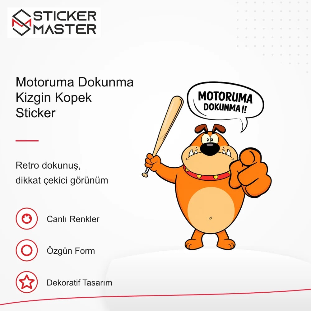Vespa Uyumlu WRN33 Motoruma Dokunma Kizgin Kopek Sticker VSP1149 retro tasarım ve kullanım özellikleri - Sticker Master