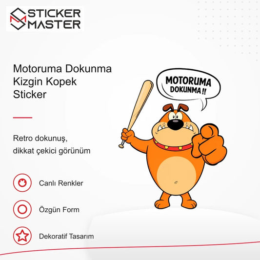 Vespa Uyumlu WRN33 Motoruma Dokunma Kizgin Kopek Sticker VSP1149 retro tasarım ve kullanım özellikleri - Sticker Master