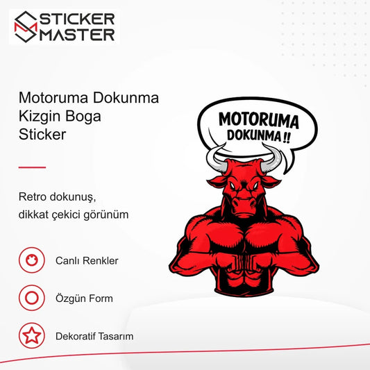 Vespa Uyumlu WRN34 Motoruma Dokunma Kizgin Boga Sticker VSP1150 retro tasarım ve kullanım özellikleri - Sticker Master