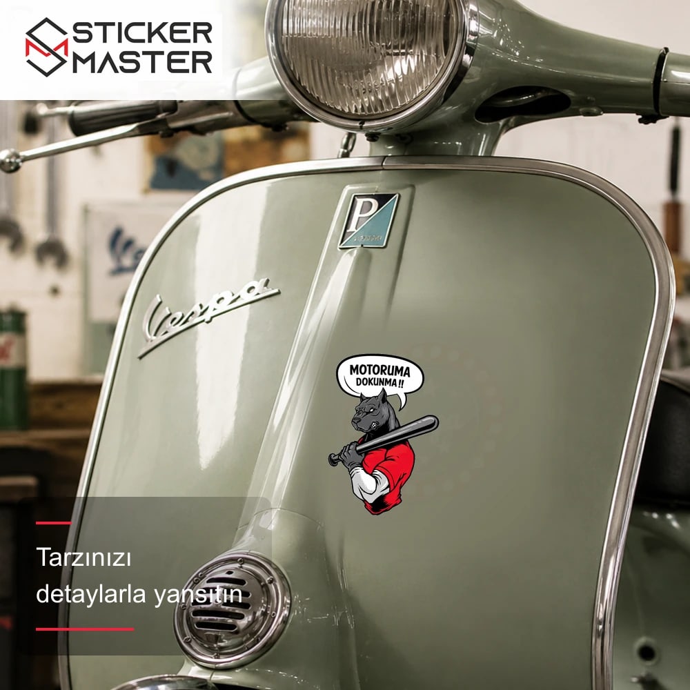 Vespa Uyumlu WRN35 Motoruma Dokunma Kizgin Pitbull Sticker VSP1151 scooter üzerinde uygulama örneği - Sticker Master