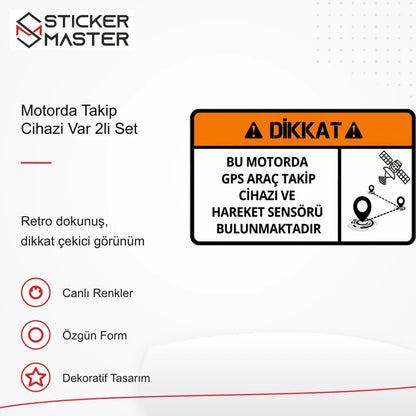Vespa Uyumlu WRN42 Motorda Takip Cihazi Var 2li Set Sticker VSP1337 retro tasarım ve kullanım özellikleri - Sticker Master