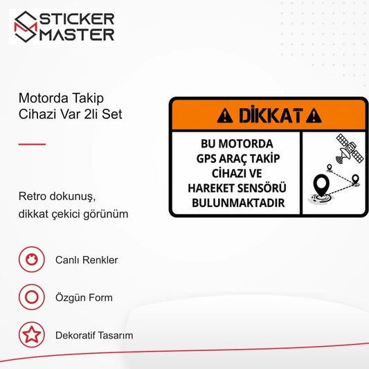 Vespa Uyumlu WRN42 Motorda Takip Cihazi Var 2li Set Sticker VSP1337 retro tasarım ve kullanım özellikleri - Sticker Master