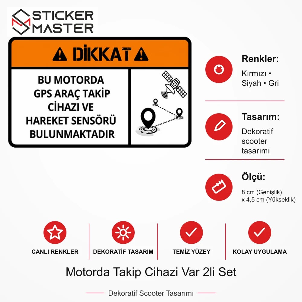 Vespa Uyumlu WRN42 Motorda Takip Cihazi Var 2li Set Sticker VSP1337 ölçü, renk ve ürün bilgisi - 8 cm (Genişlik) x 4,5 cm (Yükseklik) - Sticker Master