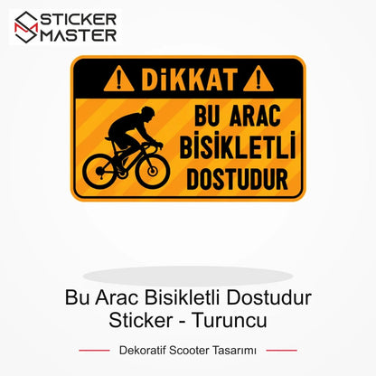 Vespa Uyumlu WRN49 Bu Arac Bisikletli Dostudur Sticker - Turuncu ana ürün görseli - Sticker Master