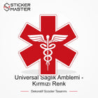 Vespa Uyumlu Universal Sağlık Amblemi - Kırmızı Renk Sticker