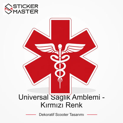 Vespa Uyumlu WRN52 Universal Saglik Amblemi - Kırmızı Renk Sticker ana ürün görseli - Sticker Master