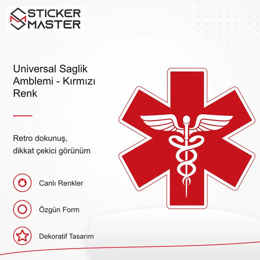 Vespa Uyumlu WRN52 Universal Saglik Amblemi - Kırmızı Renk Sticker retro tasarım ve kullanım özellikleri - Sticker Master