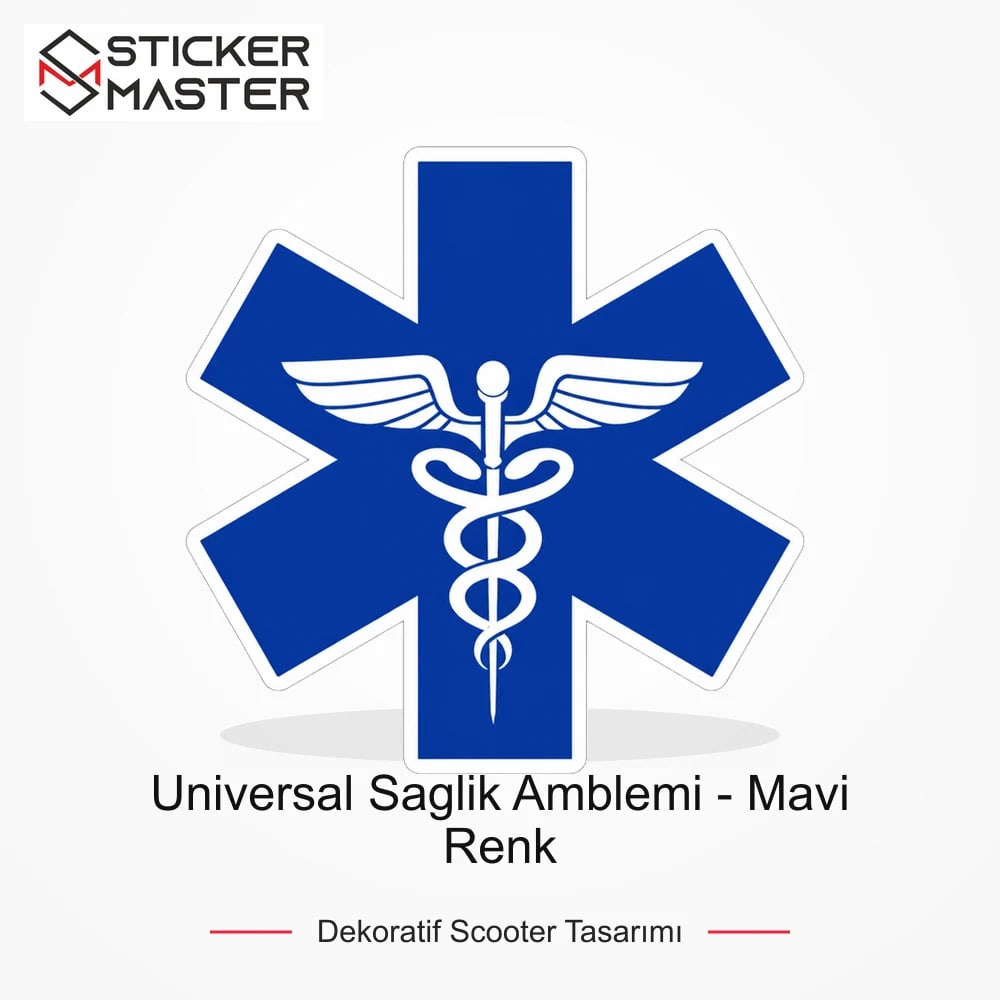 Vespa Uyumlu WRN52 Universal Saglik Amblemi - Mavi Renk Sticker ana ürün görseli - Sticker Master
