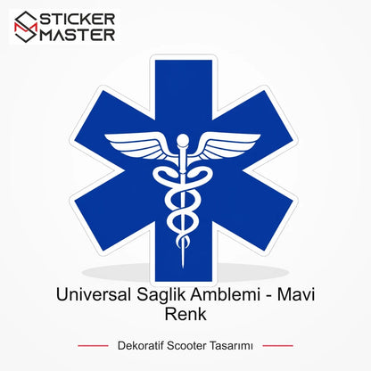 Vespa Uyumlu WRN52 Universal Saglik Amblemi - Mavi Renk Sticker ana ürün görseli - Sticker Master