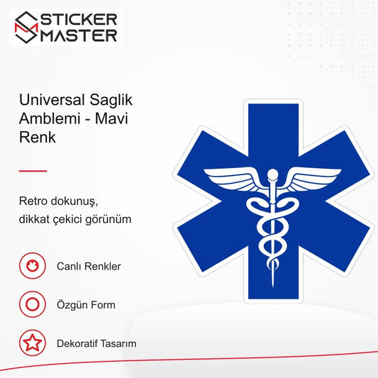 Vespa Uyumlu WRN52 Universal Saglik Amblemi - Mavi Renk Sticker retro tasarım ve kullanım özellikleri - Sticker Master