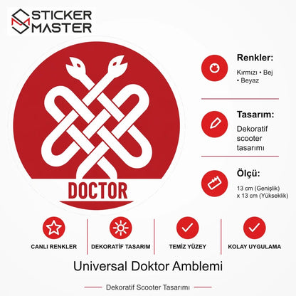 Vespa Uyumlu WRN53 Universal Doktor Amblemi Sticker VSP2047 ölçü, renk ve ürün bilgisi - 13 cm (Genişlik) x 13 cm (Yükseklik) - Sticker Master
