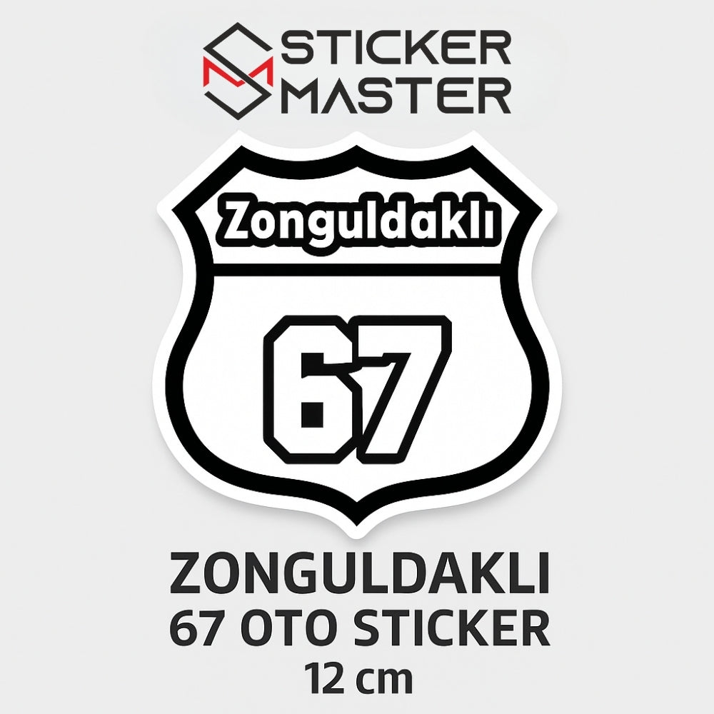 Sticker Masters Zonguldaklı 67 Motor, Kask, Laptop, Araba, Oto Araç İçin Dayanıklı Etiket Decal 12 Cm