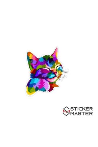 Rengarenk Kedi Sticker Etiket Çıkartma Pc Laptop Araba Oto Motor 10 Cm - 0