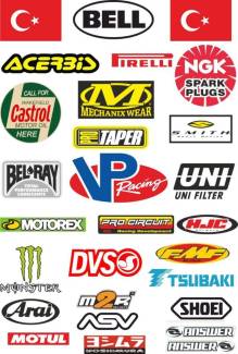 SM Sponsor Set 1 Sticker Etiket Motor Çıkartma Bisiklet Oto Araç