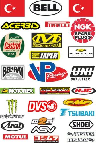 SM Sponsor Set 1 Sticker Etiket Motor Çıkartma Bisiklet Oto Araç - 0