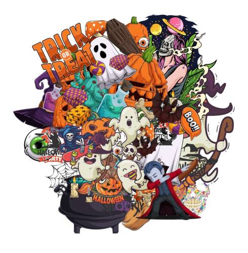 Sticker Master 60 Parça Halloween Sticker Etiket Çıkartma Pc Laptop Araba Oto Motor Ortalama 8-10 Cm - 0