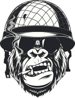 Sticker Master Cool Black and White Gorilla Monkey Soldier Cartoon Vinyl Decal Bumper Sticker 15 Cm