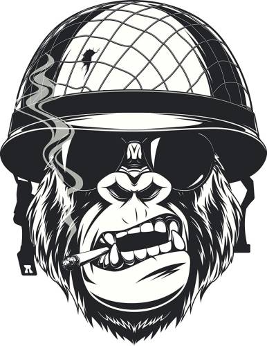 Sticker Master Cool Black and White Gorilla Monkey Soldier Cartoon Vinyl Decal Bumper Sticker 15 Cm - 0