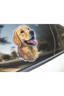 Sticker Master Golden Retriever Motorsiklet, Kask , Laptop Ve Araç Oto Sticker Etiket 12x15 Cm