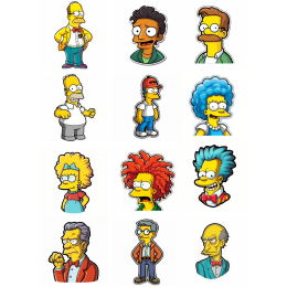 Sticker Master Simpsons Motorsiklet, Kask,Laptop Ve Araç Sticker Çıkartma Etiket 12 Adet 10 'Ar Cm